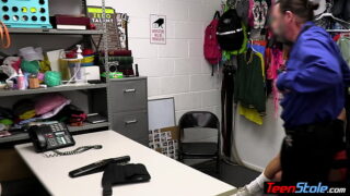 Hot latina thief Queenie Sateen committing crime on a horny officers big dick